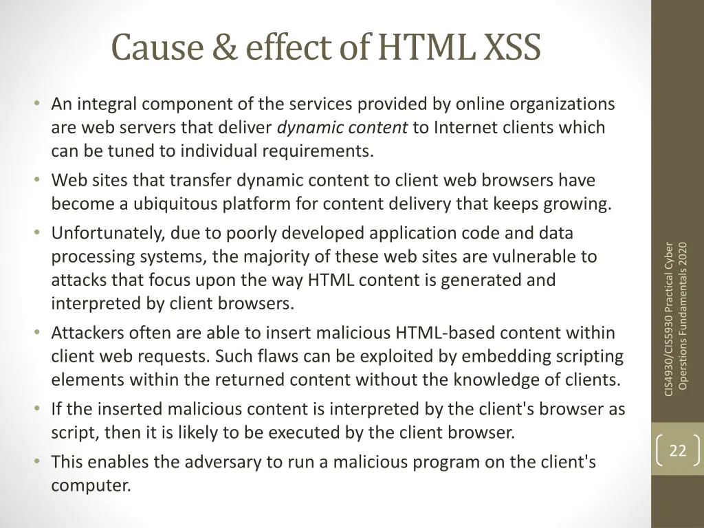 cause effect of html xss