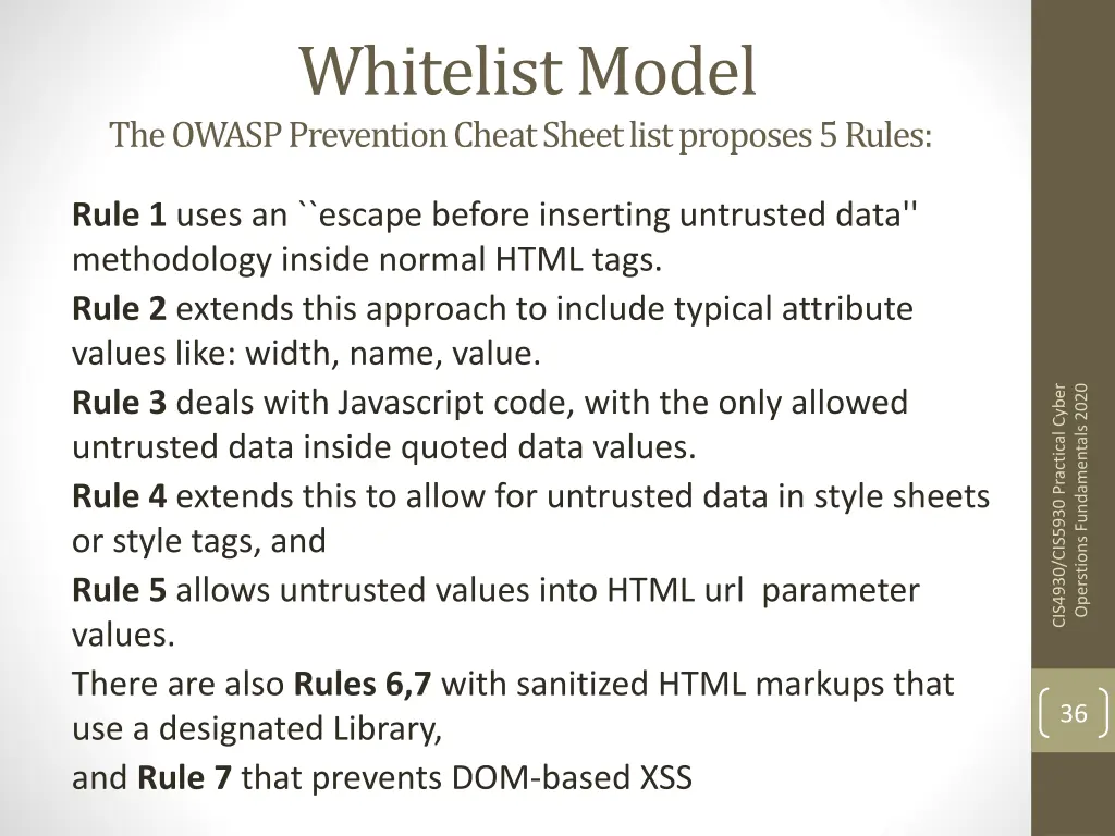 whitelist model the owasp prevention cheat sheet
