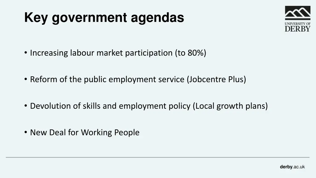 key government agendas