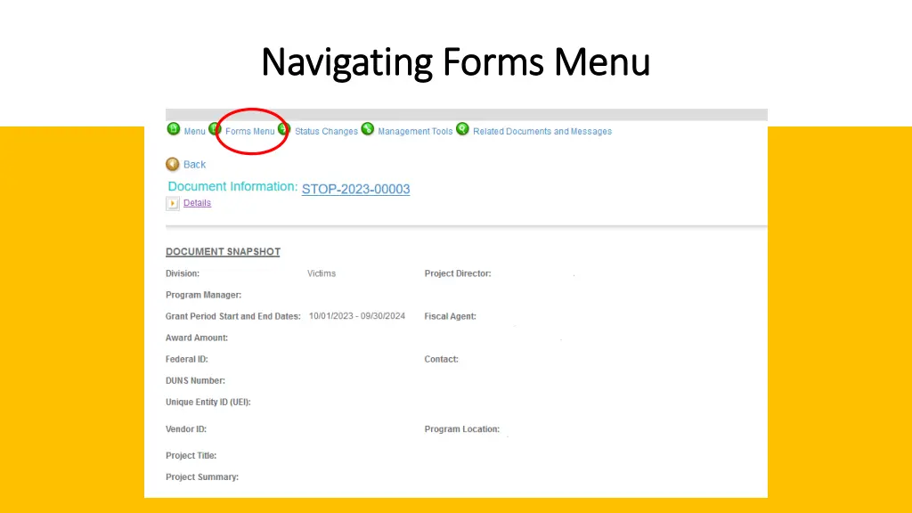 navigating forms menu navigating forms menu