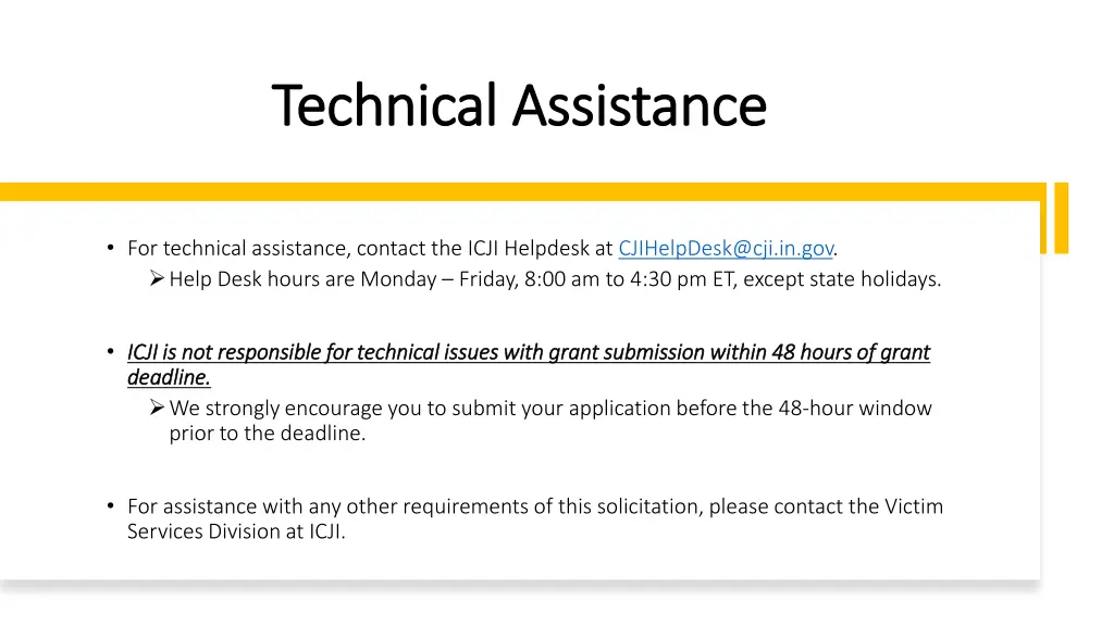 technical assistance technical assistance
