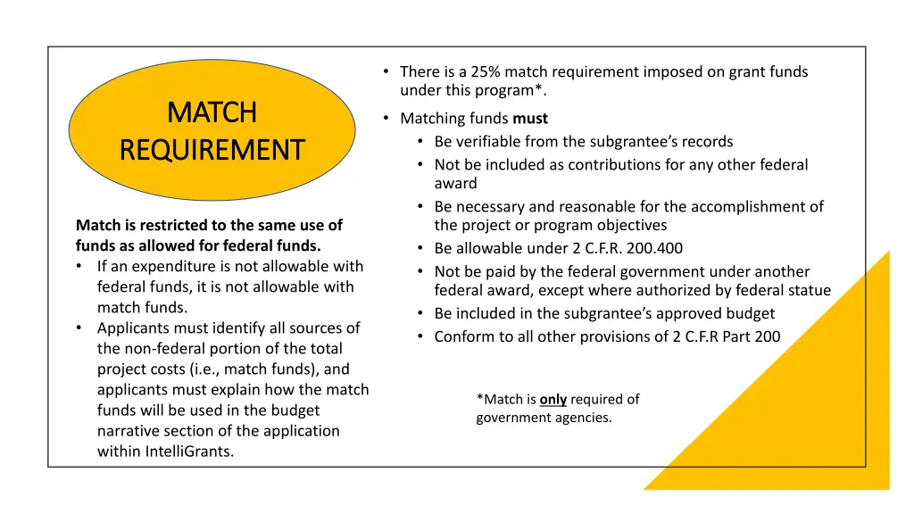 there is a 25 match requirement imposed on grant