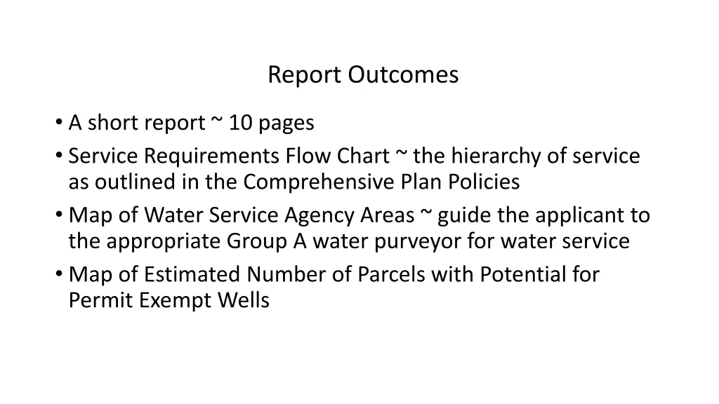 report outcomes
