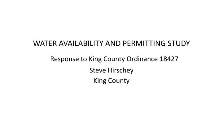 water availability and permitting study