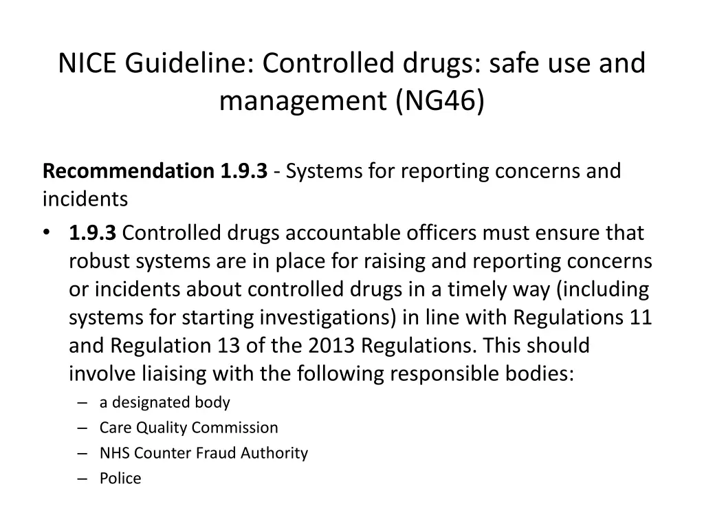 nice guideline controlled drugs safe 1