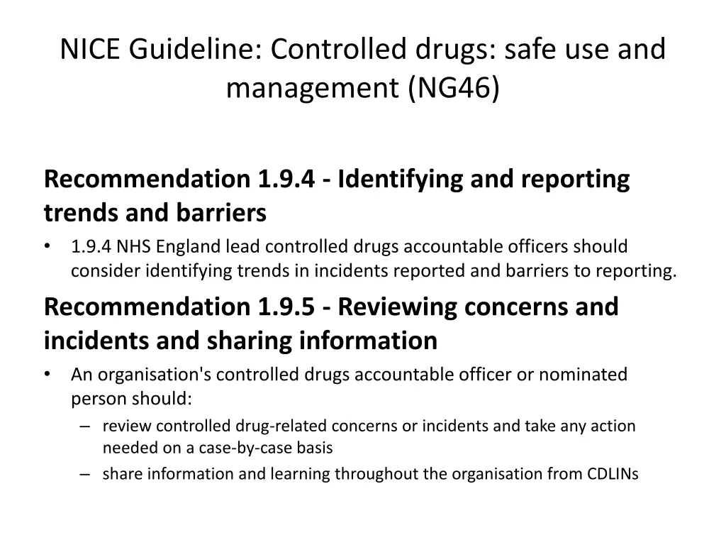 nice guideline controlled drugs safe 2