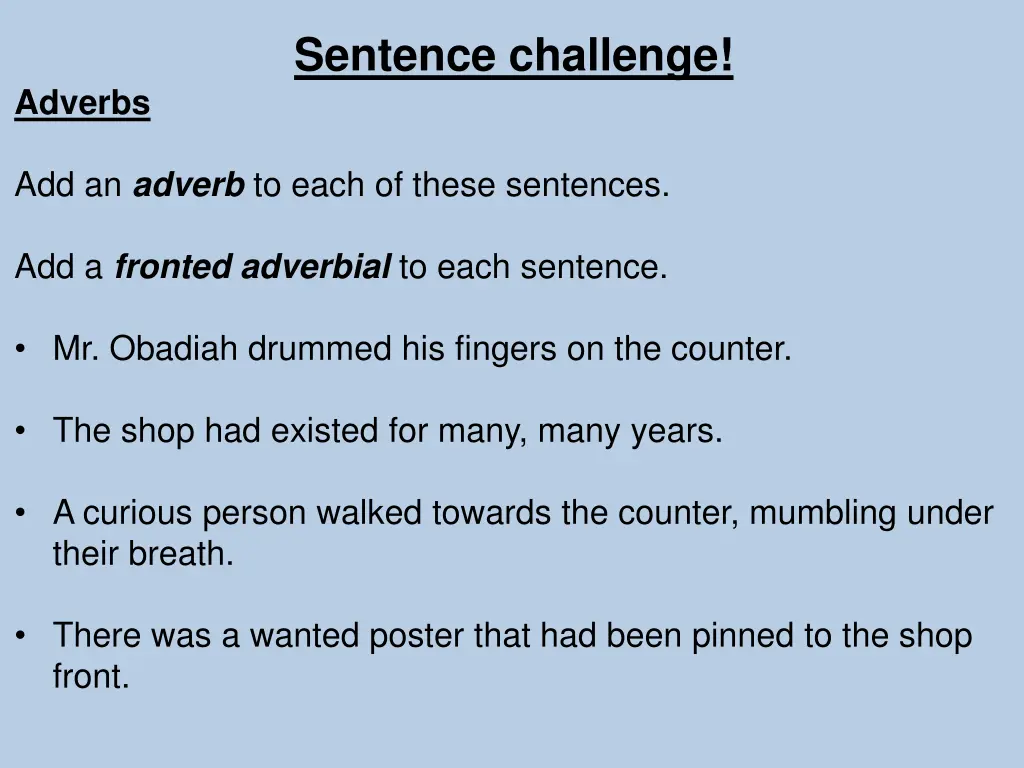 sentence challenge 1