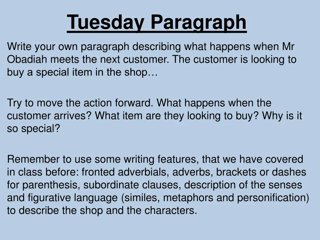tuesday paragraph