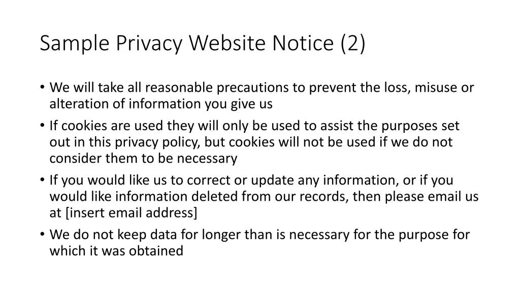 sample privacy website notice 2