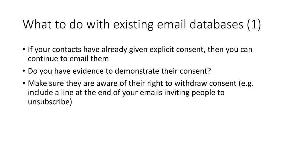 what to do with existing email databases 1