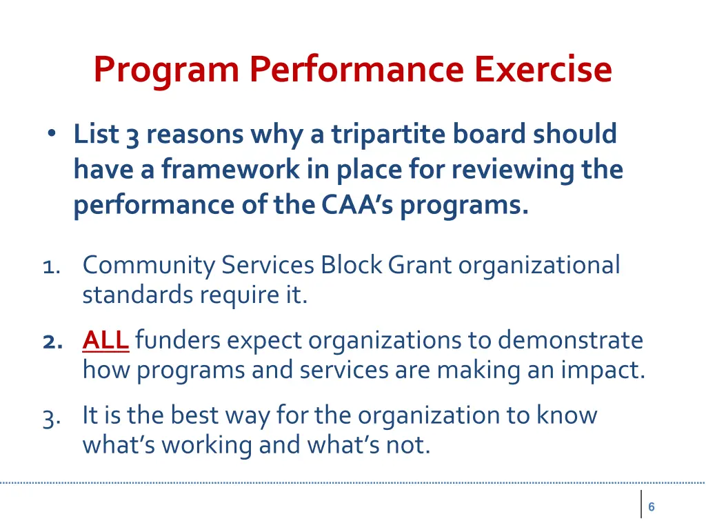 program performance exercise