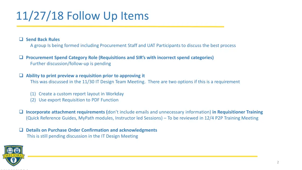 11 27 18 follow up items october 30 2018
