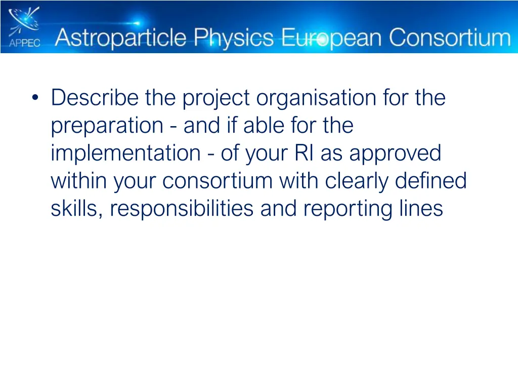 describe the project organisation