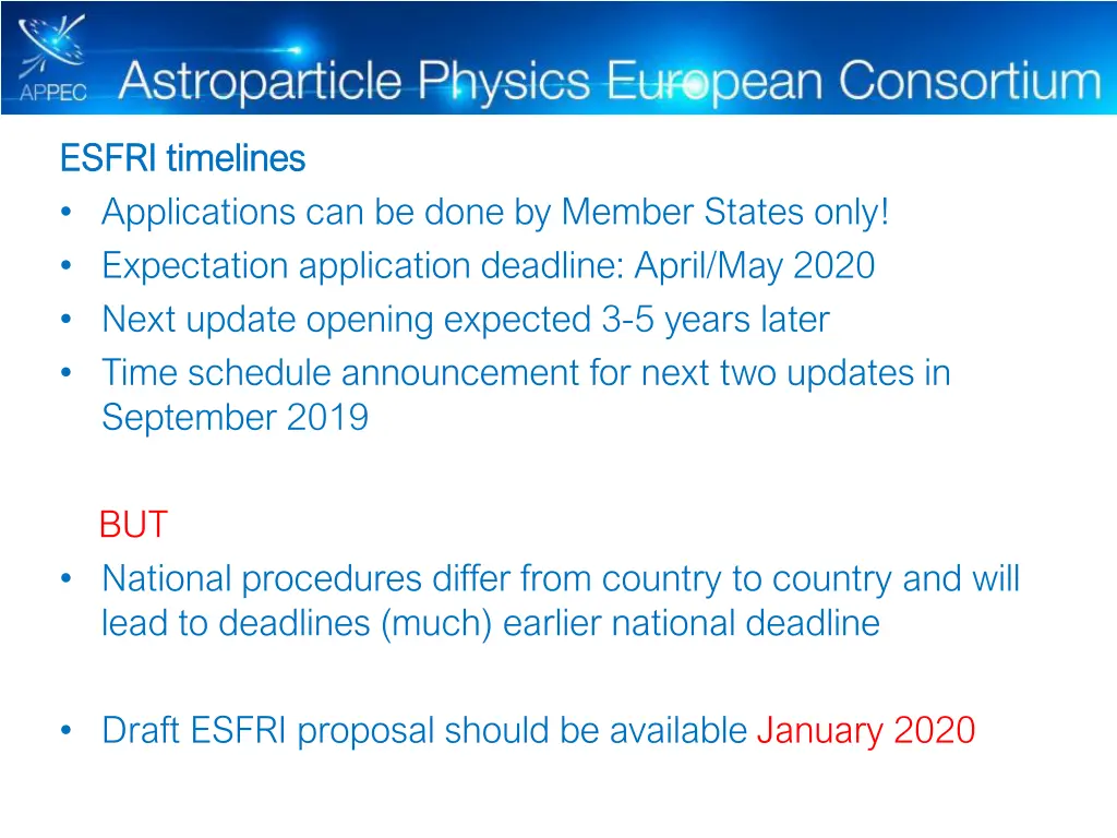 esfri timelines esfri timelines applications