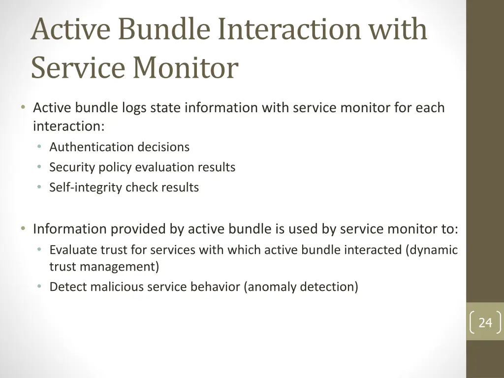 active bundle interaction with service monitor