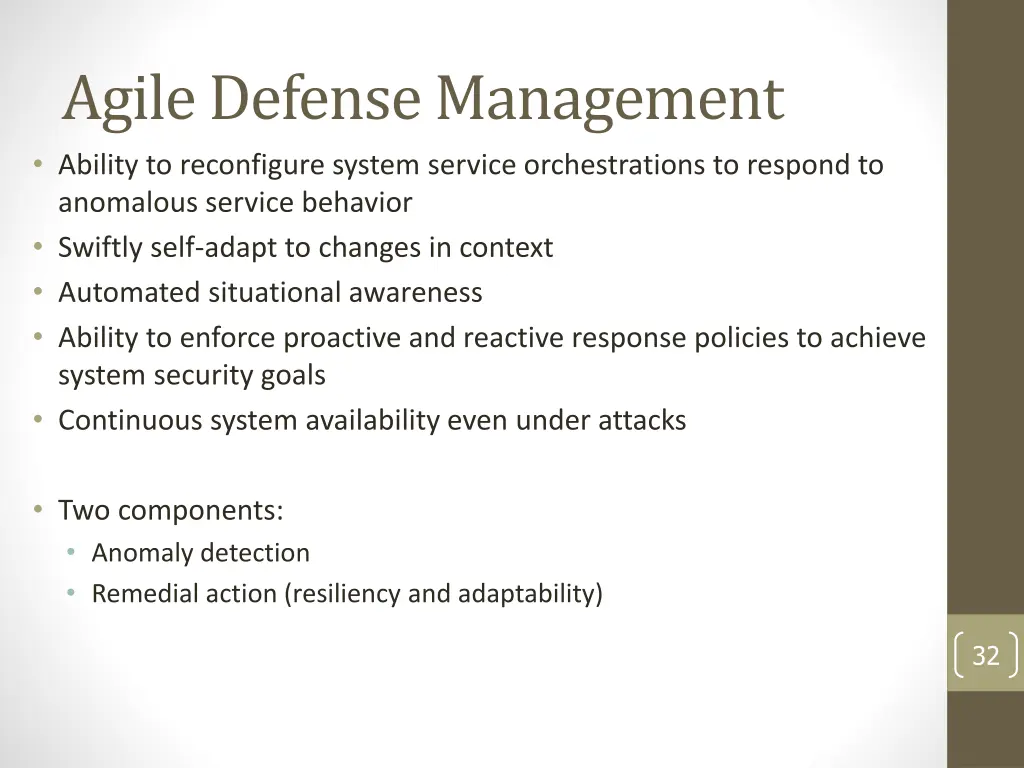 agile defense management ability to reconfigure