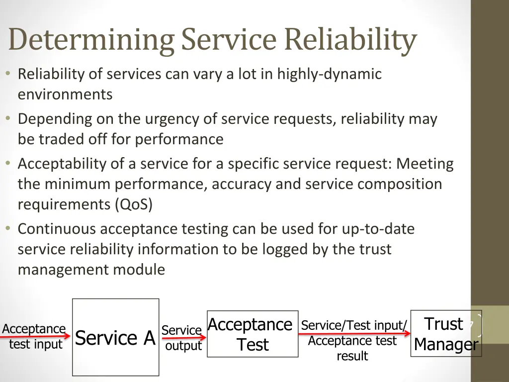 determining service reliability reliability