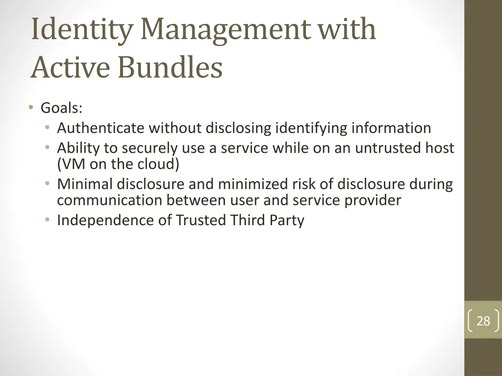 identity management with active bundles