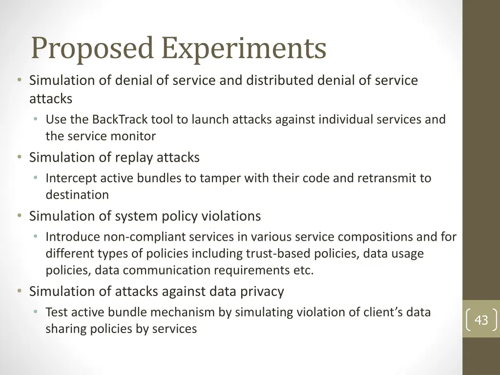 proposed experiments simulation of denial