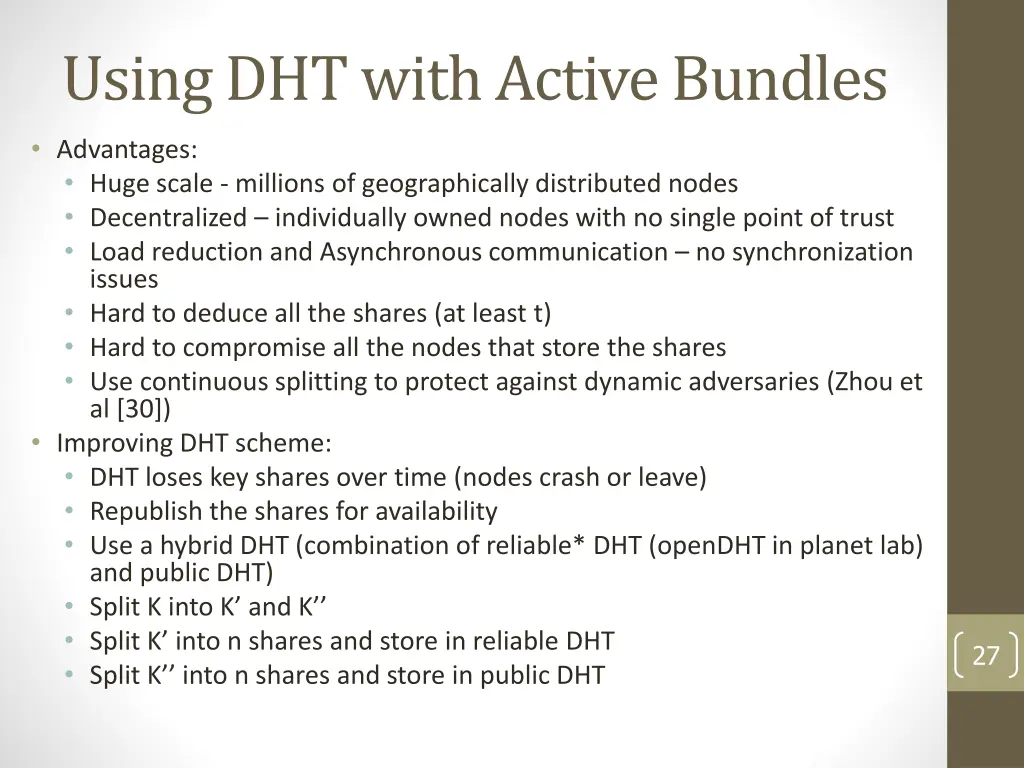 using dht with active bundles