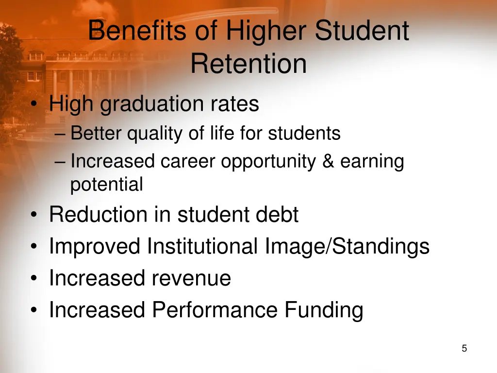benefits of higher student retention high