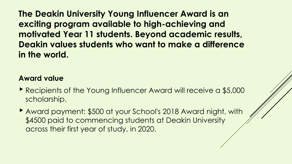 the deakin university young influencer award