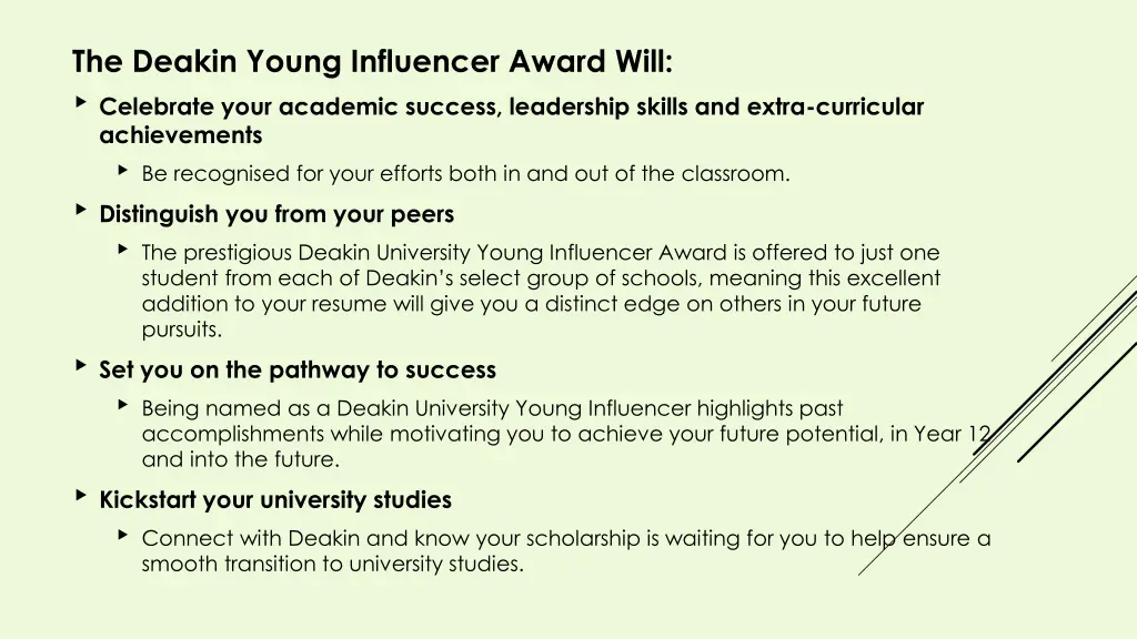 the deakin young influencer award will
