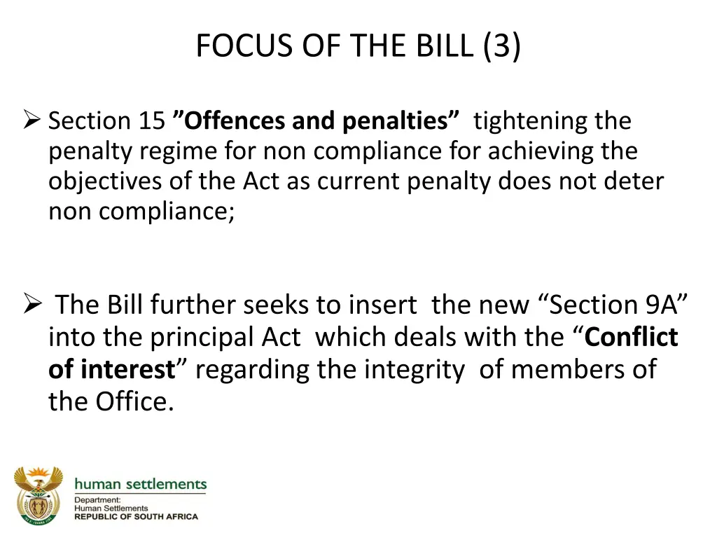 focus of the bill 3