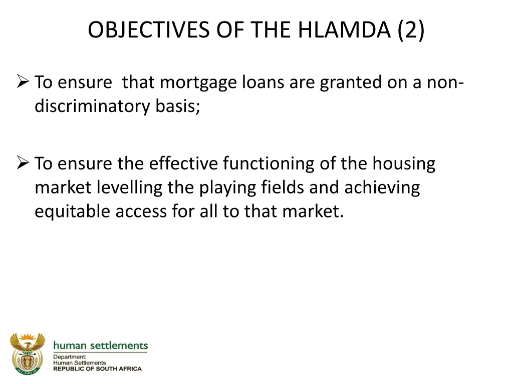 objectives of the hlamda 2