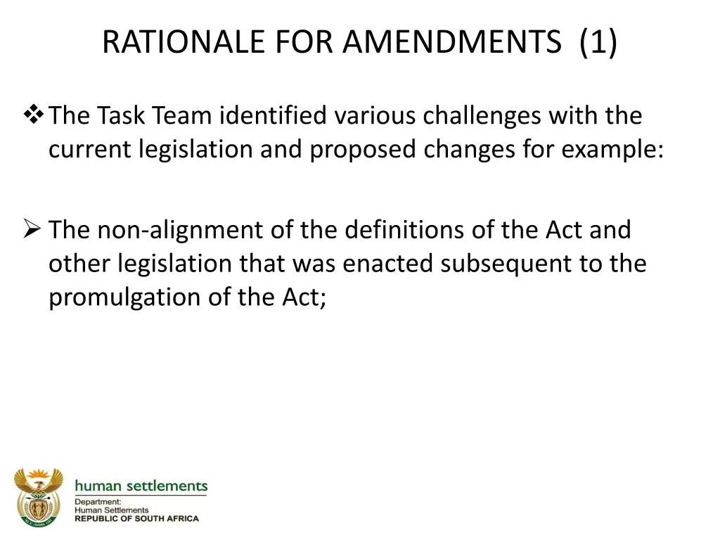 rationale for amendments 1