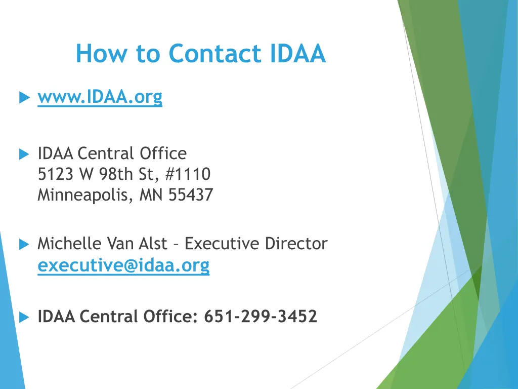 how to contact idaa