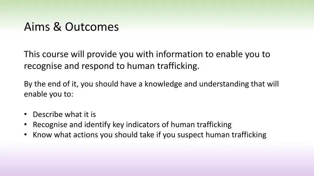aims outcomes