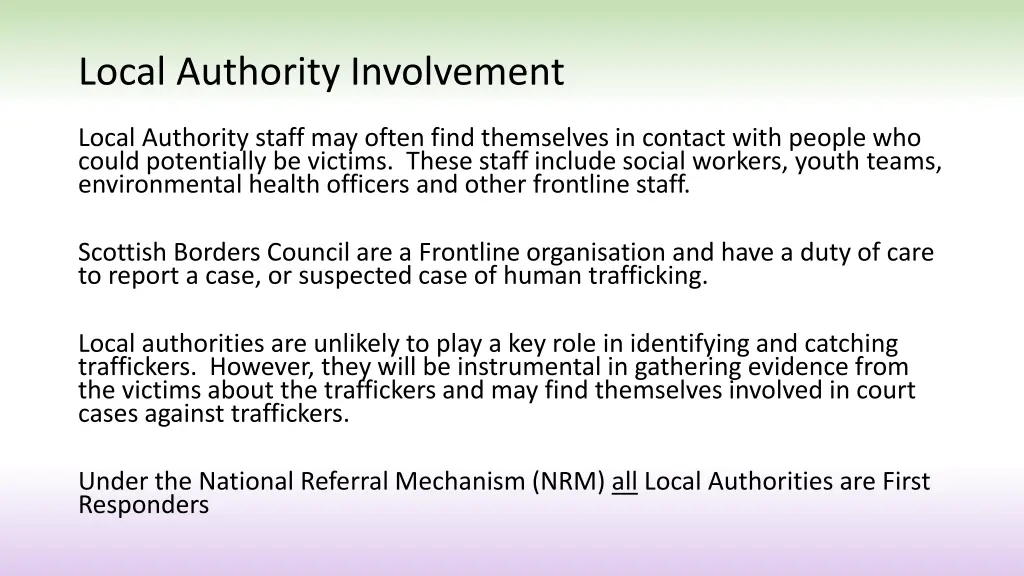 local authority involvement