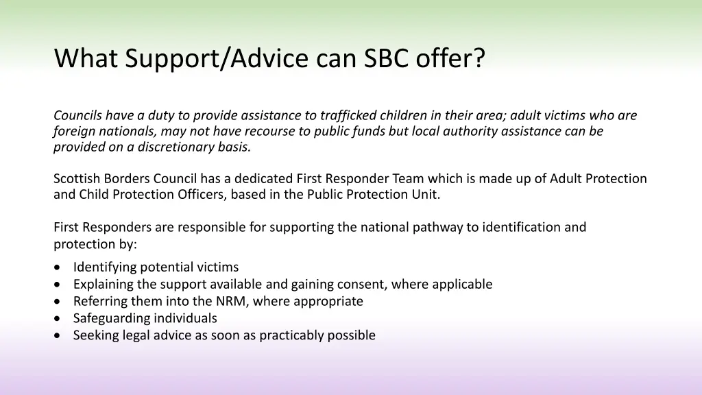 what support advice can sbc offer