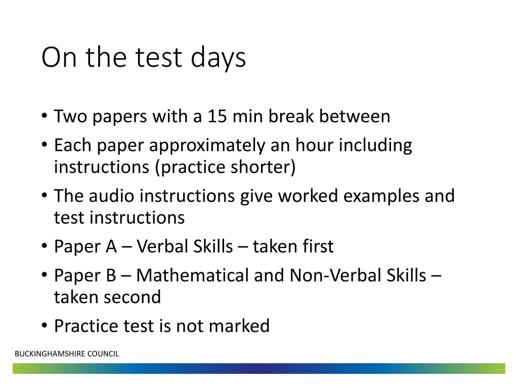 on the test days