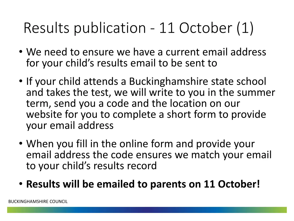 results publication 11 october 1