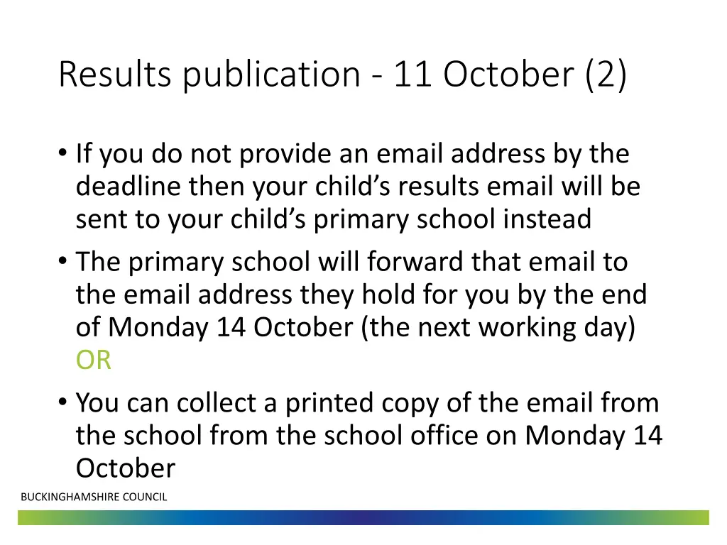 results publication 11 october 2