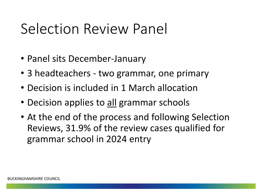 selection review panel