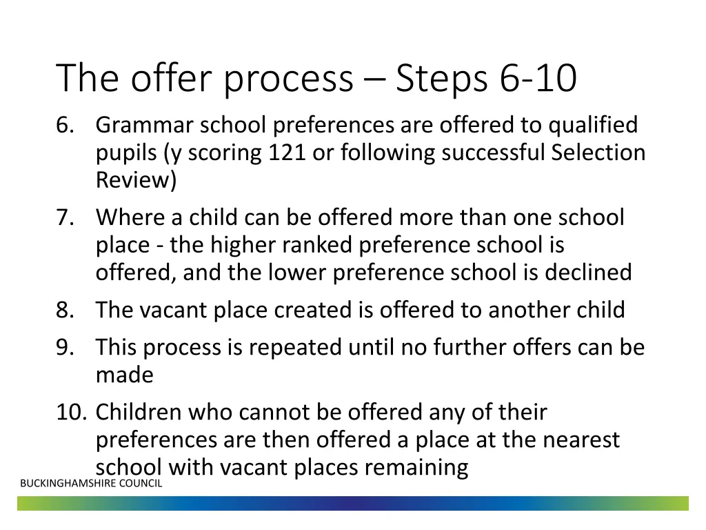 the offer process steps 6 10 6 grammar school
