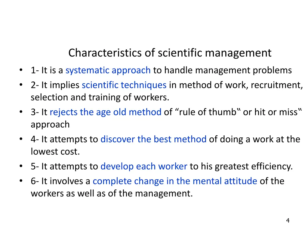 characteristics of scientific management