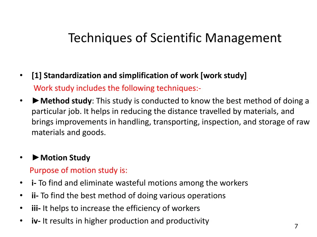 techniques of scientific management