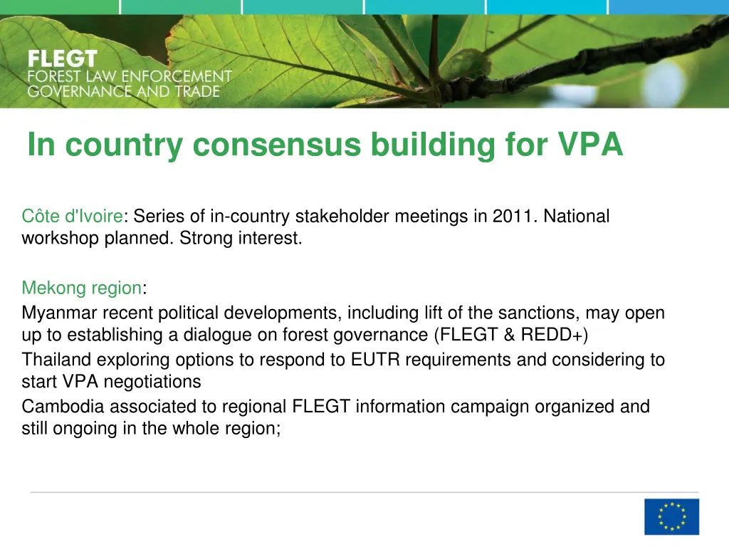 in country consensus building for vpa