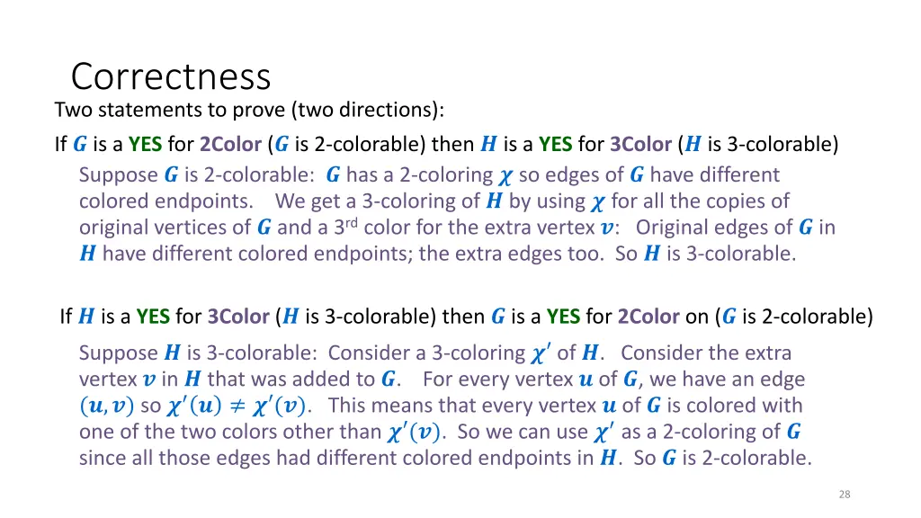 correctness two statements to prove