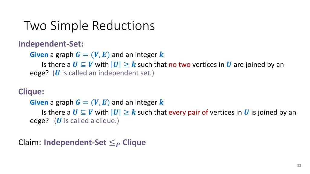 two simple reductions