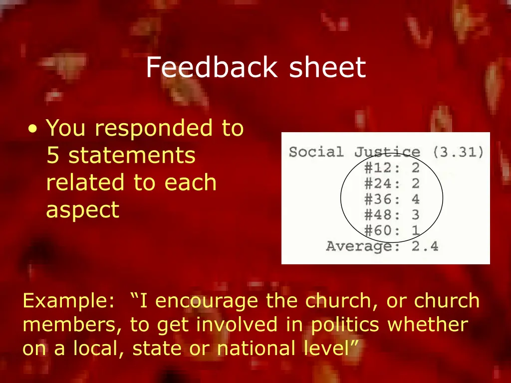 feedback sheet
