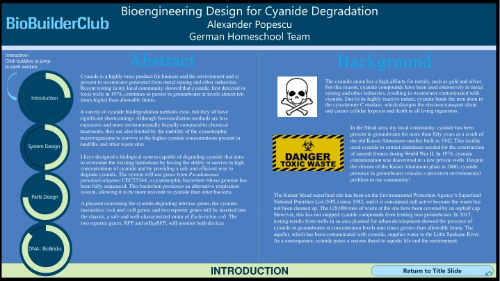 bioengineering design for cyanide degradation