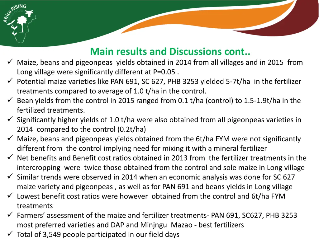 main results and discussions cont