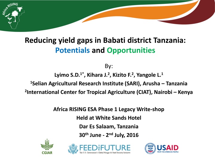 reducing yield gaps in babati district tanzania