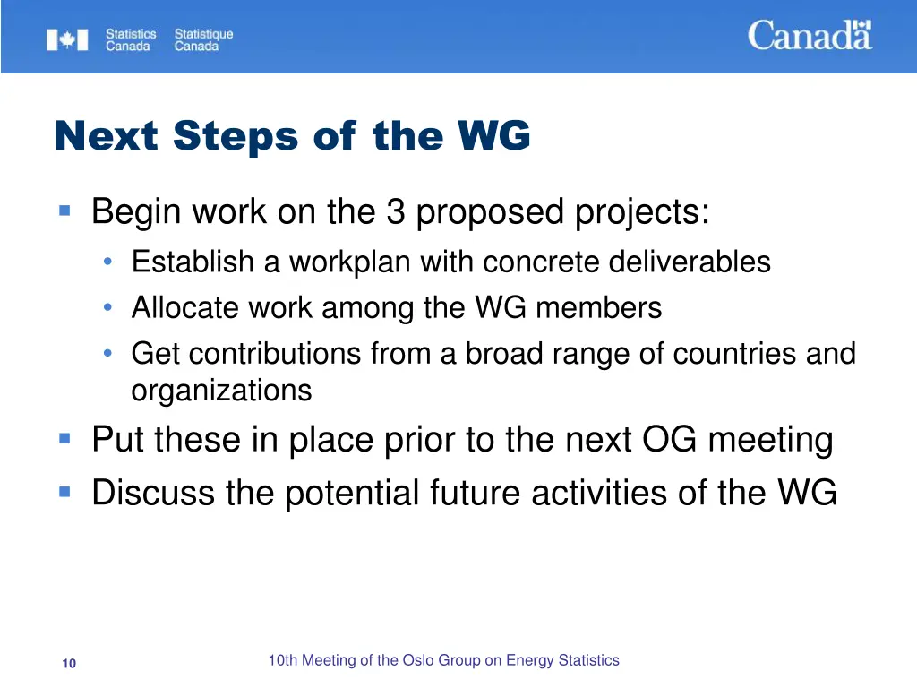 next steps of the wg