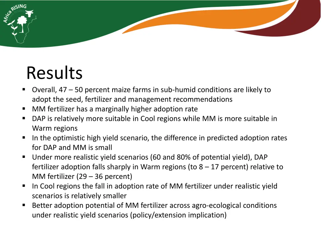 results overall 47 50 percent maize farms